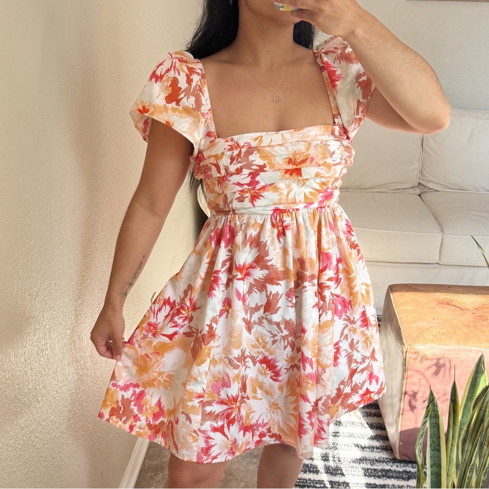 Abercrombie & Fitch Orange and Red Floral Dress